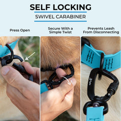 DogTraxs waterproof biothane leash resists odors for all-weather use.