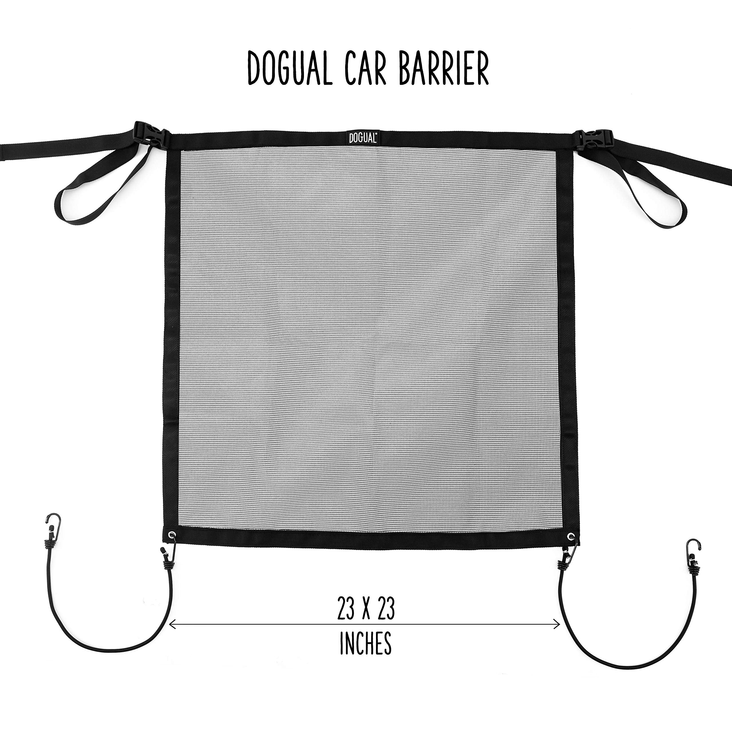 Dogual dog car net barrier universal fit demonstrates versatile use across vehicle types.