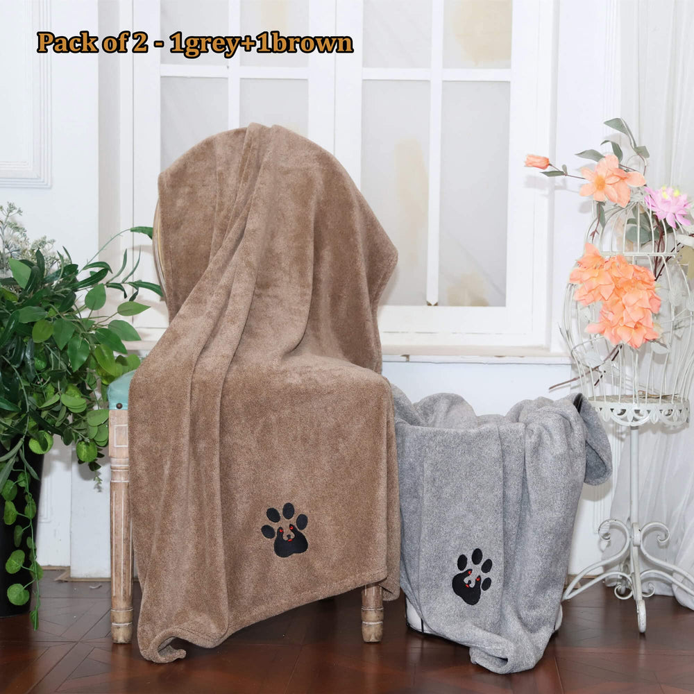 Dogvingpk extra large towel brown two-pack ready to dry a large dog after bath