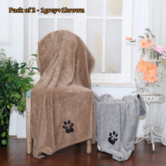 Dogvingpk extra large towel brown two-pack ready to dry a large dog after bath
