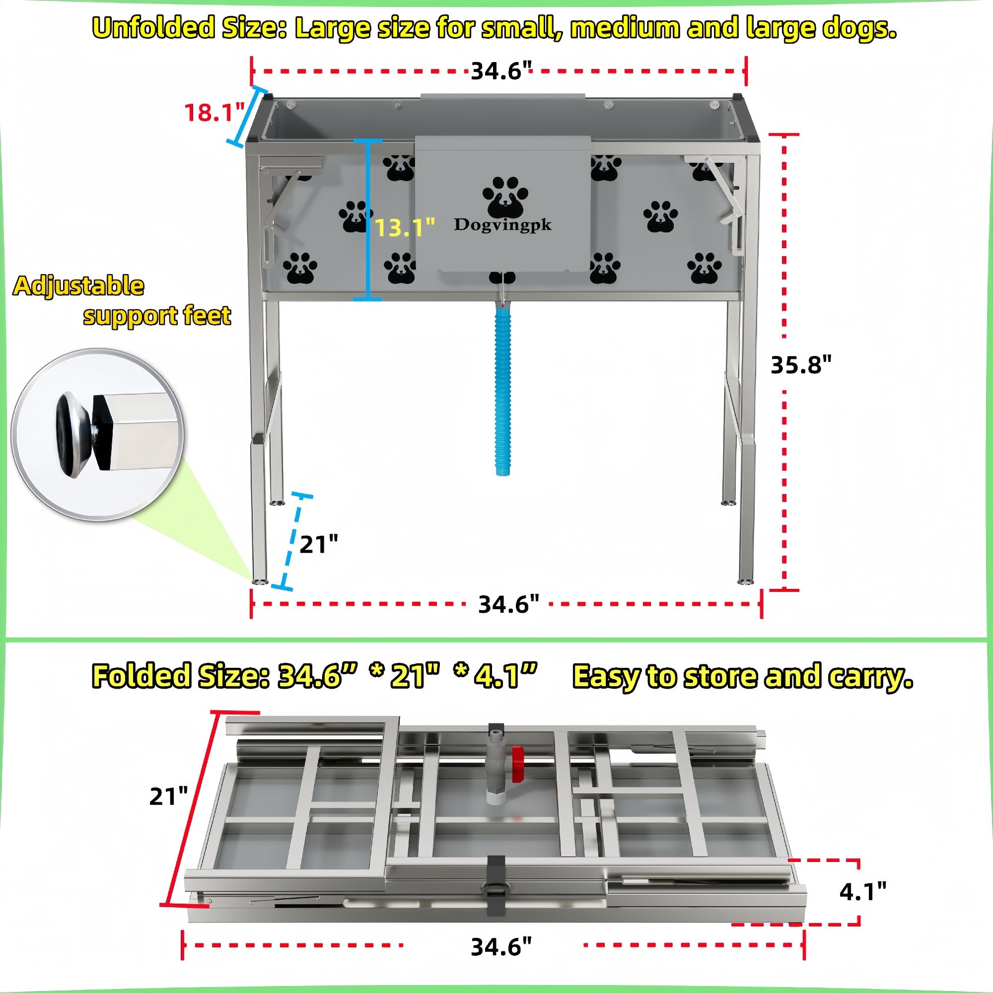 Dogvingpk foldable dog bathtub indoors outdoors use setup on floor.