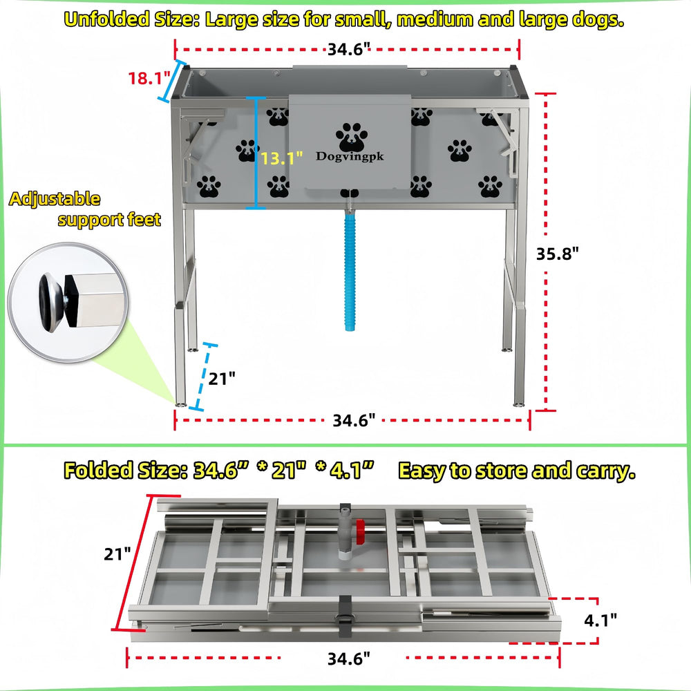 Dogvingpk foldable dog bathtub indoors outdoors use setup on floor.