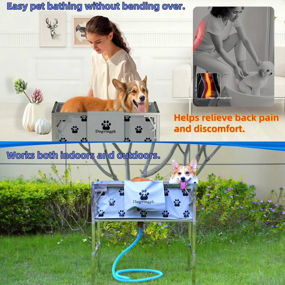 Dogvingpk indoor-outdoor dog bathing station suitable for home grooming.
