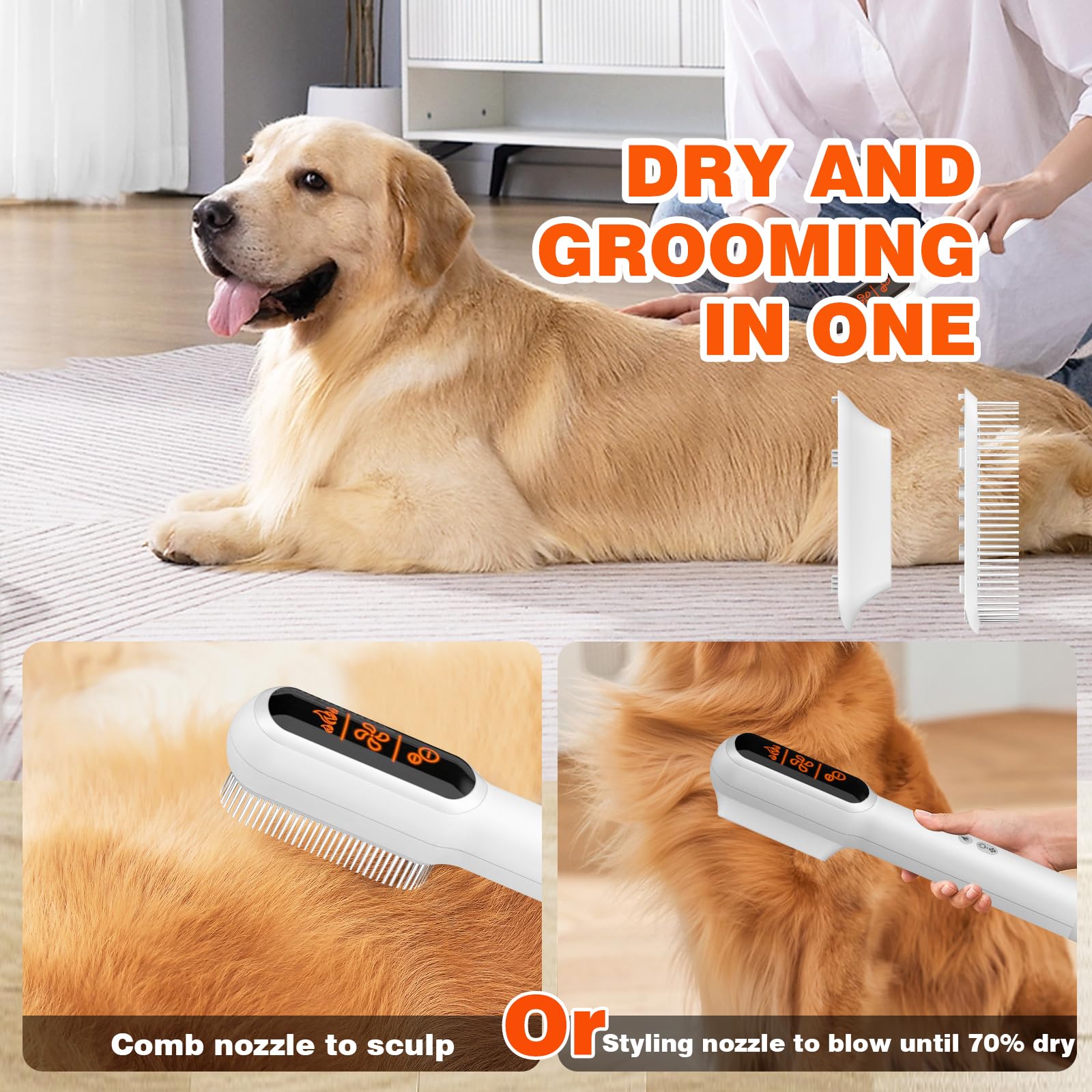Dogways 106000rpm high-speed grooming brush delivers efficient coat care.