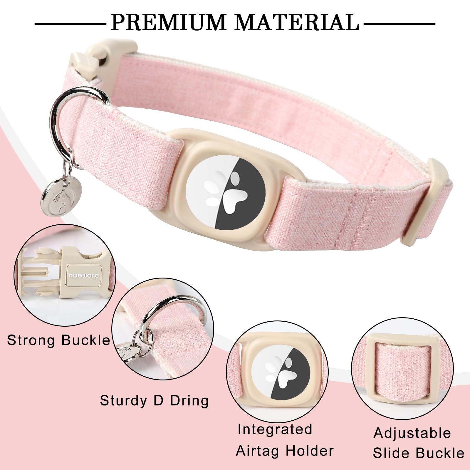 DOGWONG Airtag holder in soft silicone with 360-degree protection for tracking.