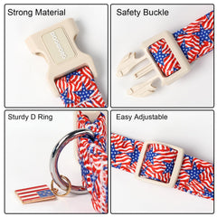 DOGWONG American Flag Collar side view highlights vibrant print and durable fabric