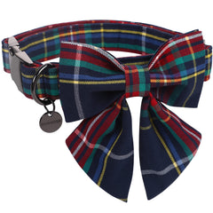 DOGWONG Christmas collar with sailor bow—festive styling for holiday photos.