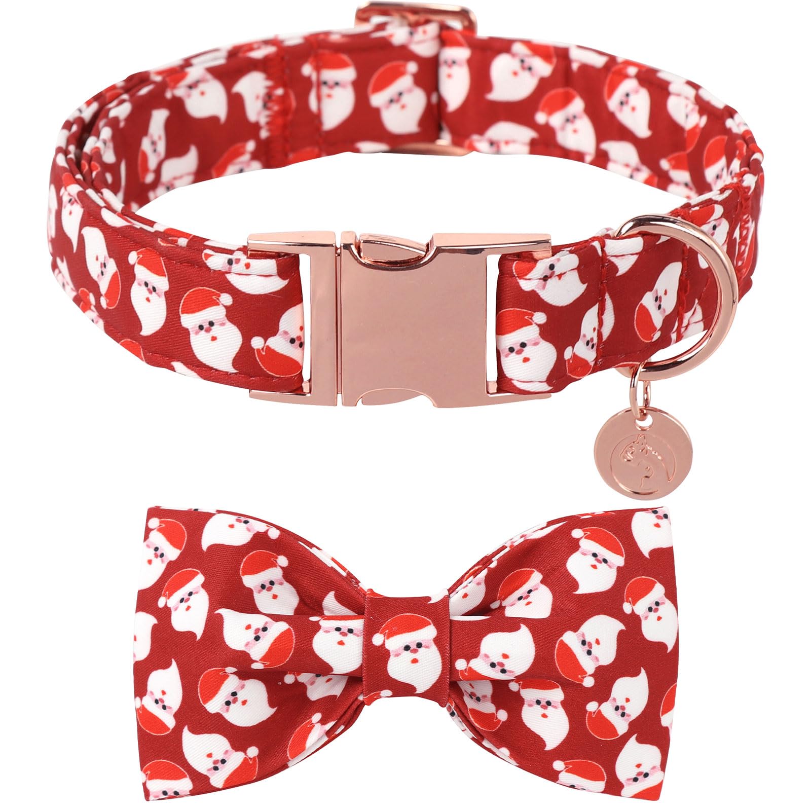 DOGWONG Christmas Santa dog collar in red, great for festive holiday photos.