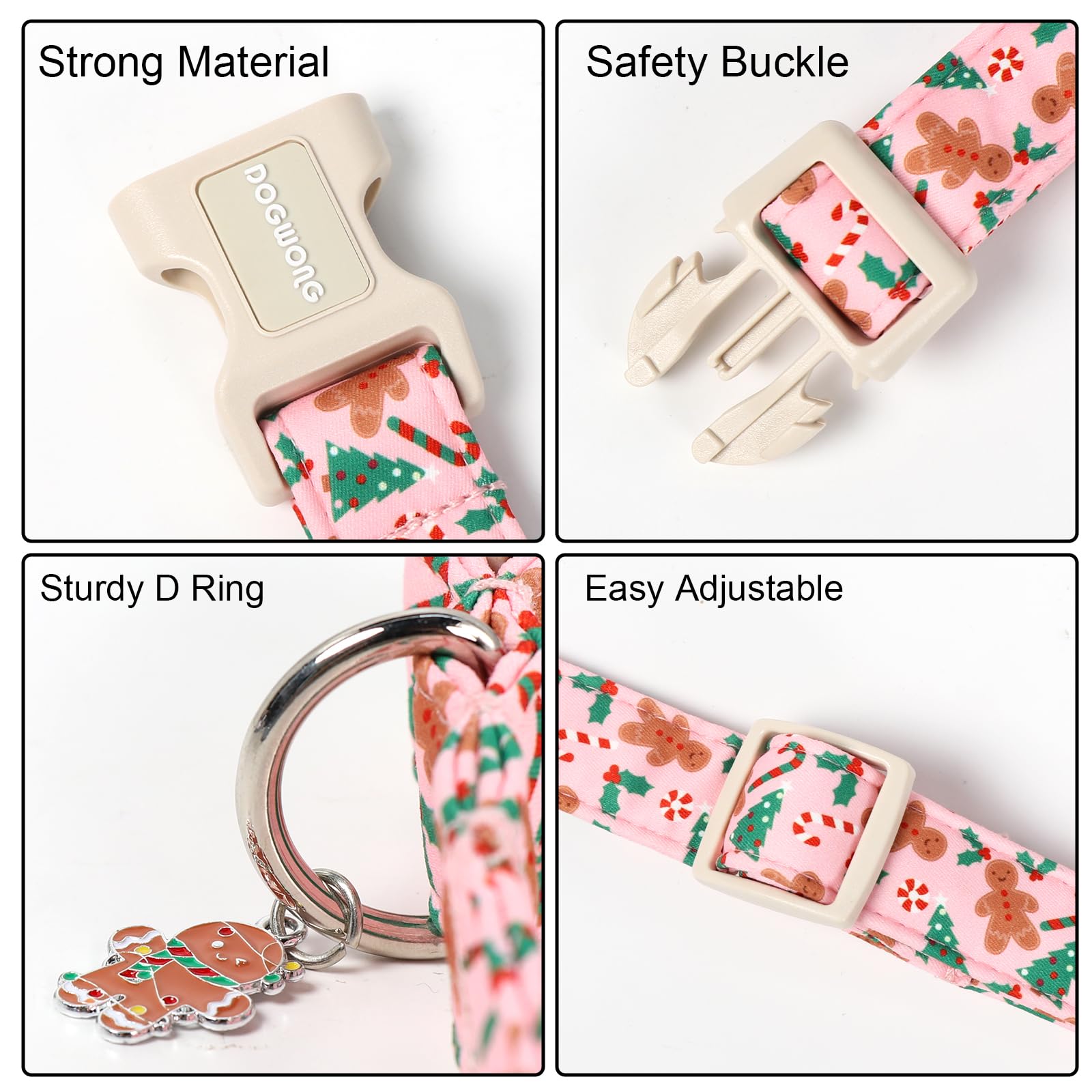 DOGWONG collar navideño con anilla D para etiquetas y paseos