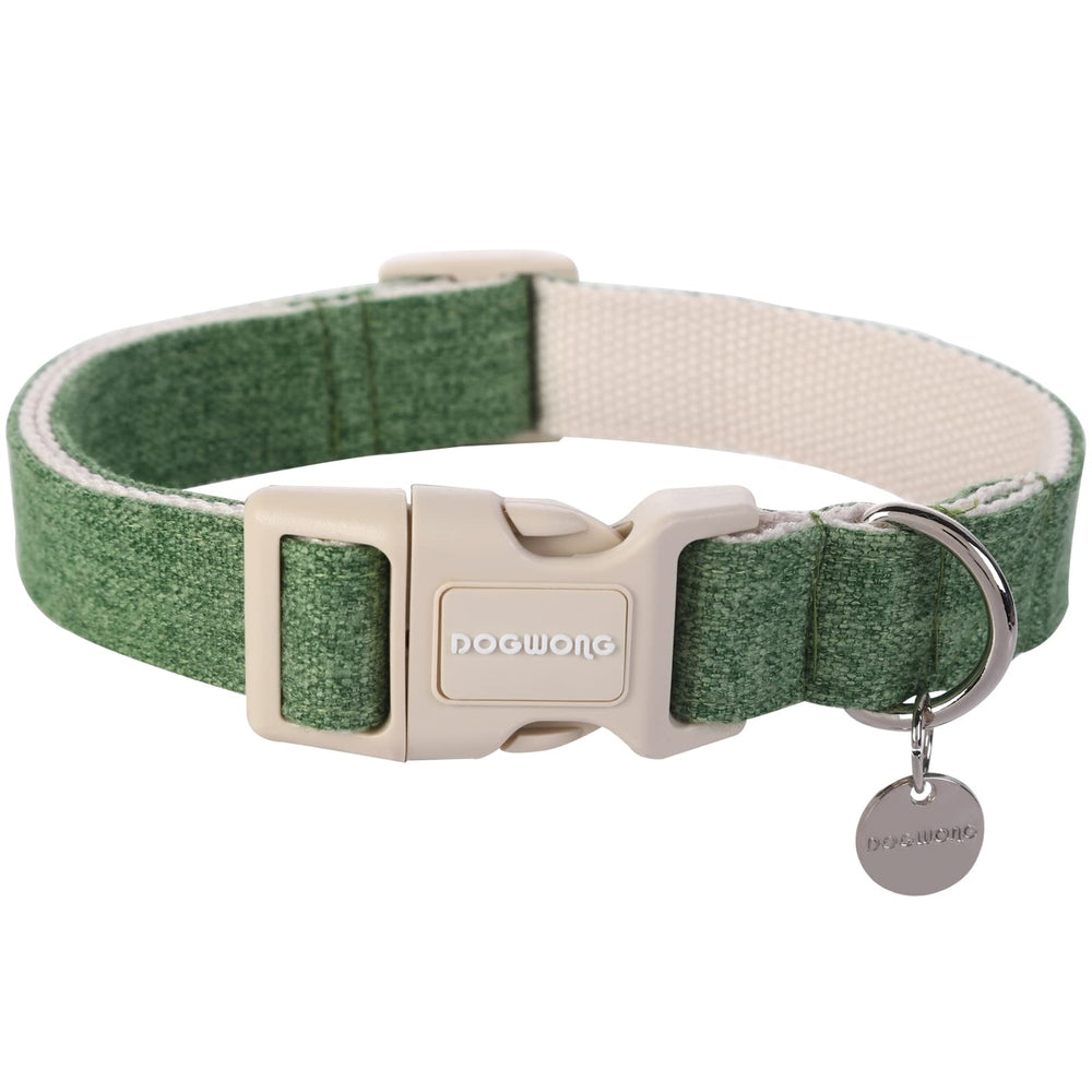 DOGWONG Cotton Hemp Collar close-up buckle shows durable quick-release for daily walks