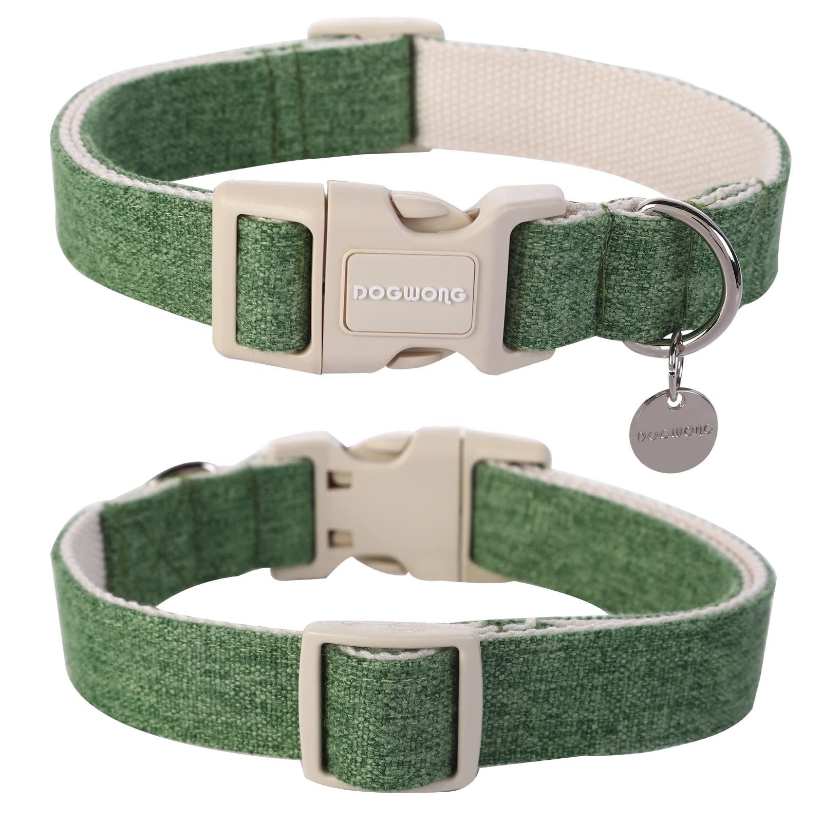 DOGWONG Cotton Hemp Collar D-ring detail highlights secure leash attachment