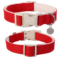 DOGWONG collar highlights natural cotton and linen texture for skin-friendly wear.