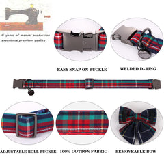 DOGWONG red-blue plaid collar with quick-release buckle for durable everyday wear.