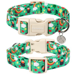 DogWONG St. Patrick's Day collar close-up—festive design with durable buckle.