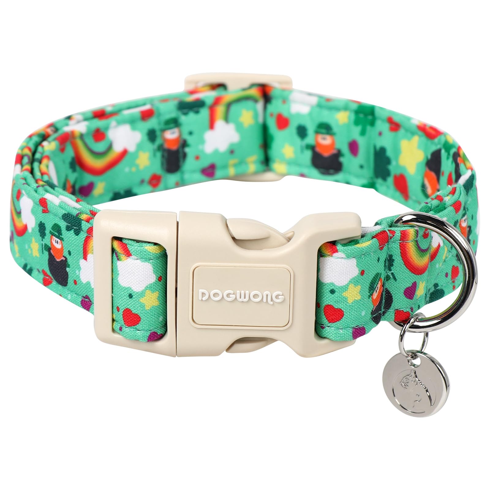 DogWONG St. Patrick's Day dog collar green for soft daily wear.