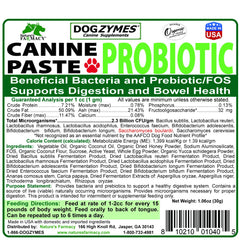 Dogzymes canine probiotic paste texture close-up showing smooth, easy-to-dispense paste for digestive support