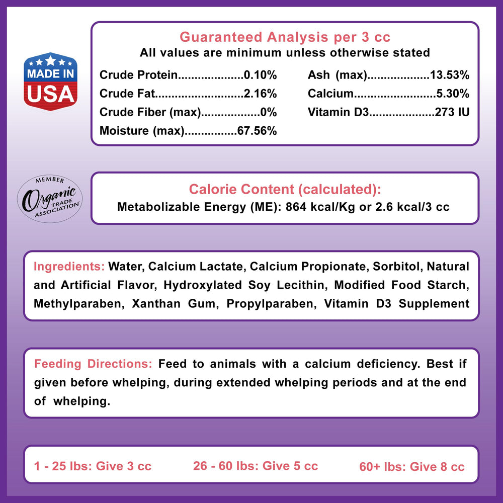 Dogzymes Canine Whelping Calcium Paste syringe shows precise application for pets.