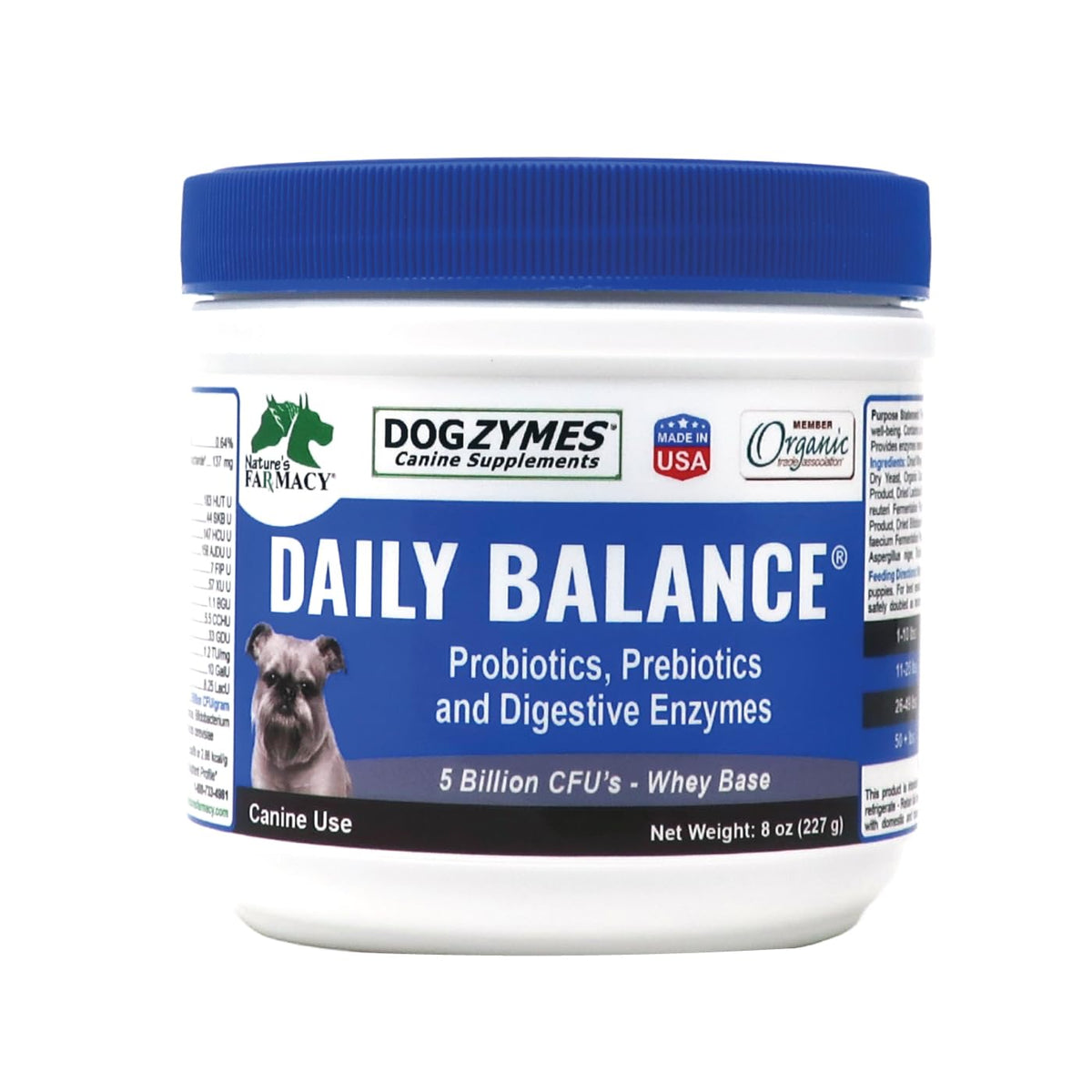Dogzymes dissolvable powder bottle ready to support canine digestion and nutrient absorption.