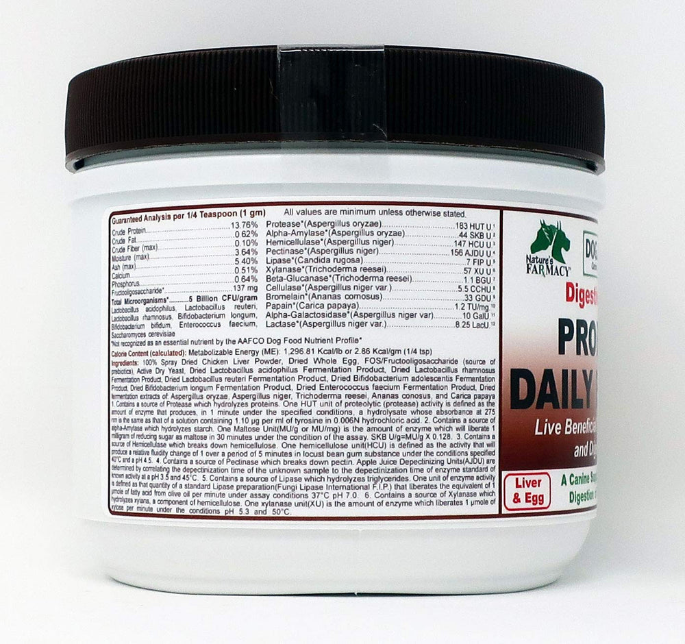 Dogzymes Probiotic Daily Balance pour-over-dog-food image demonstrating mixing into meals for digestion