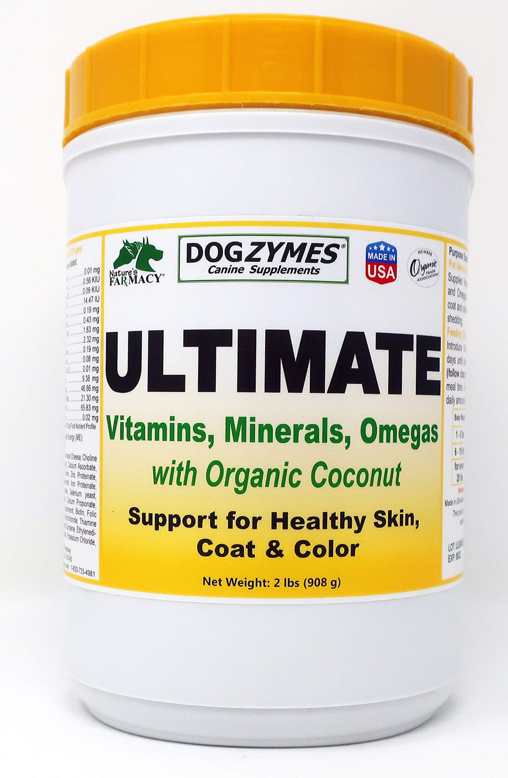 Dogzymes Ultimate Skin and Coat bottle pouring powder into dog food for easy mixing
