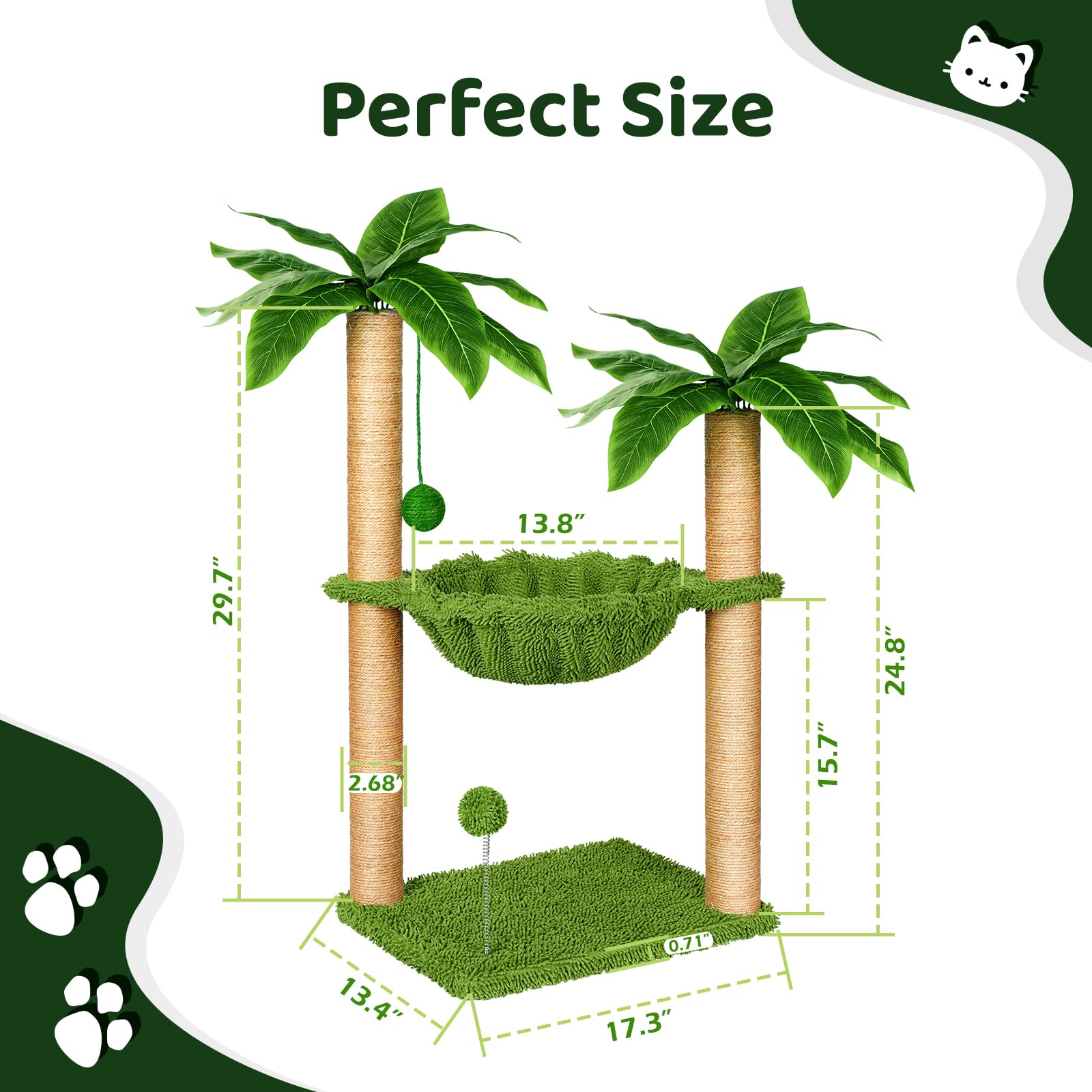 Dohump Cat Tree elevated perch - offers birds-eye view and curiosity.