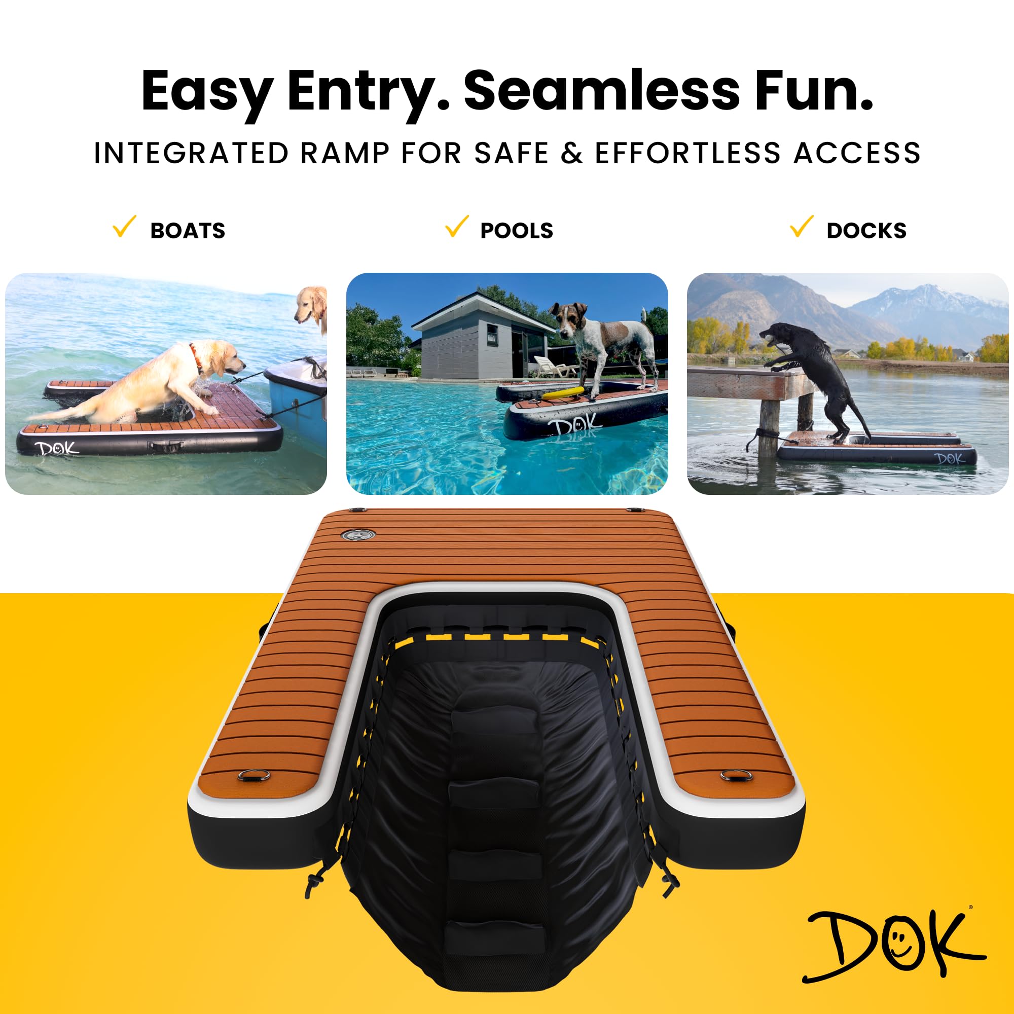 DOK Dog-DOK dimensions 60x40x6-25 inches for precise fit.
