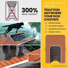 DOK Dog-DOK dog uses ramp to reach water for easy entry.