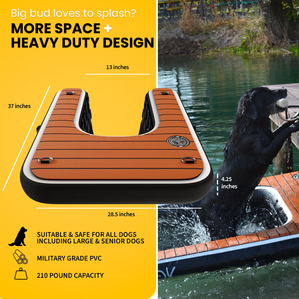DOK Dog-DOK Mini heavy-duty mesh keeps the ramp submerged and stable.