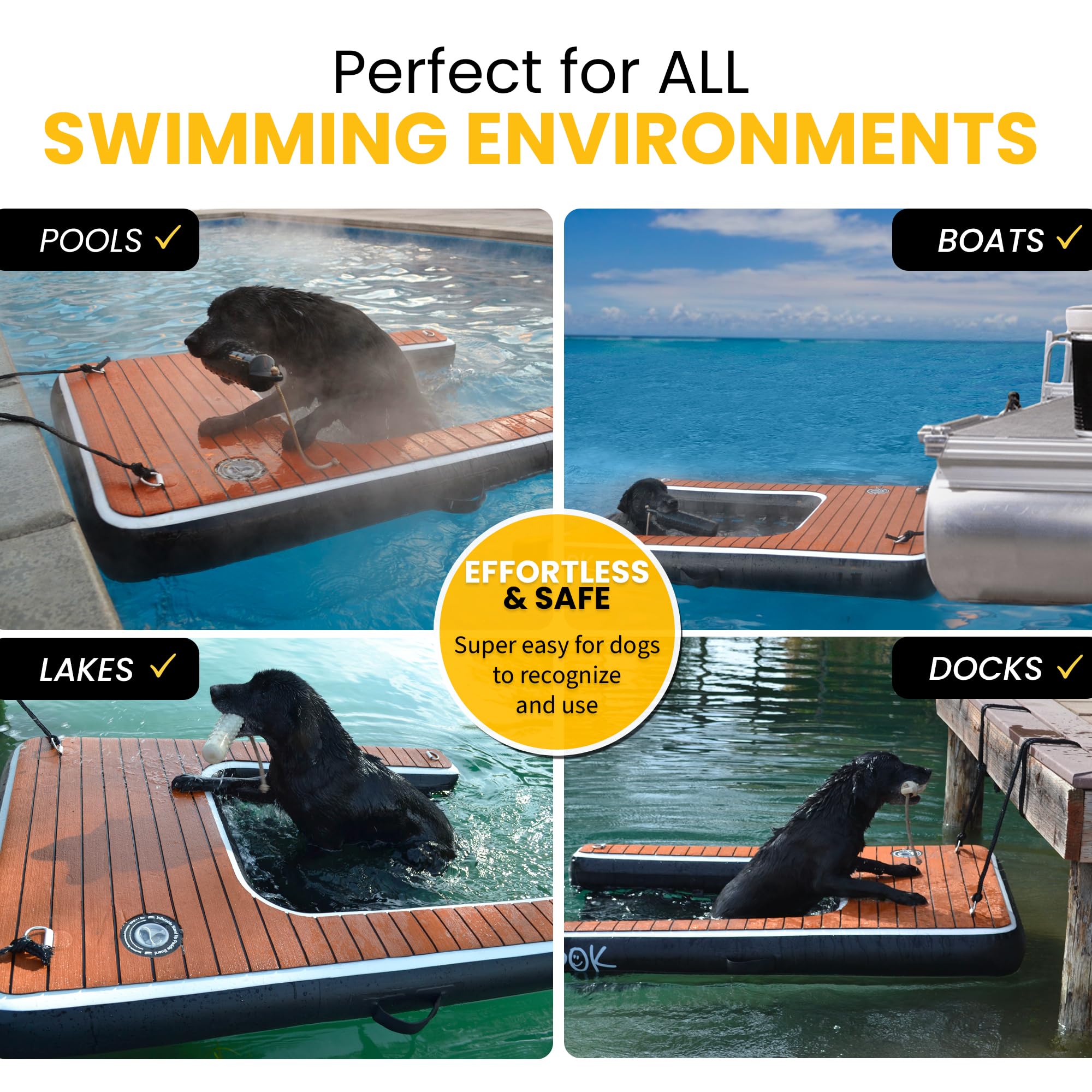 DOK Dog-DOK Mini high-contrast sides help dogs find the ramp quickly.