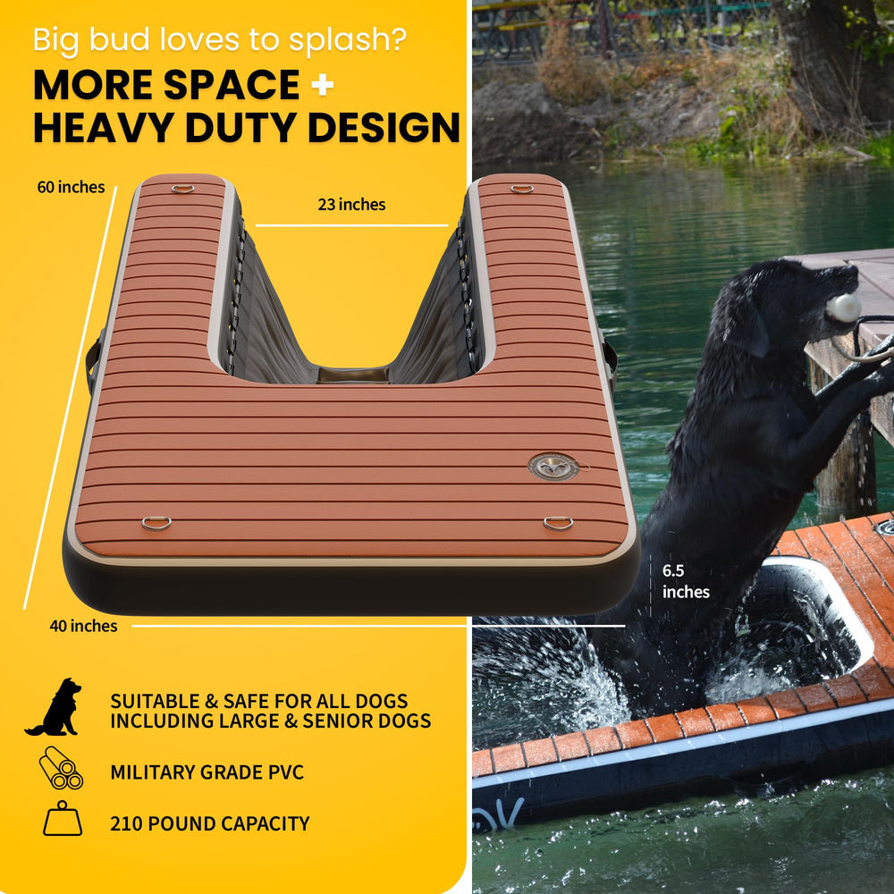 DOK Dog-DOK submerged ramp mesh detail showing stability during water entry.