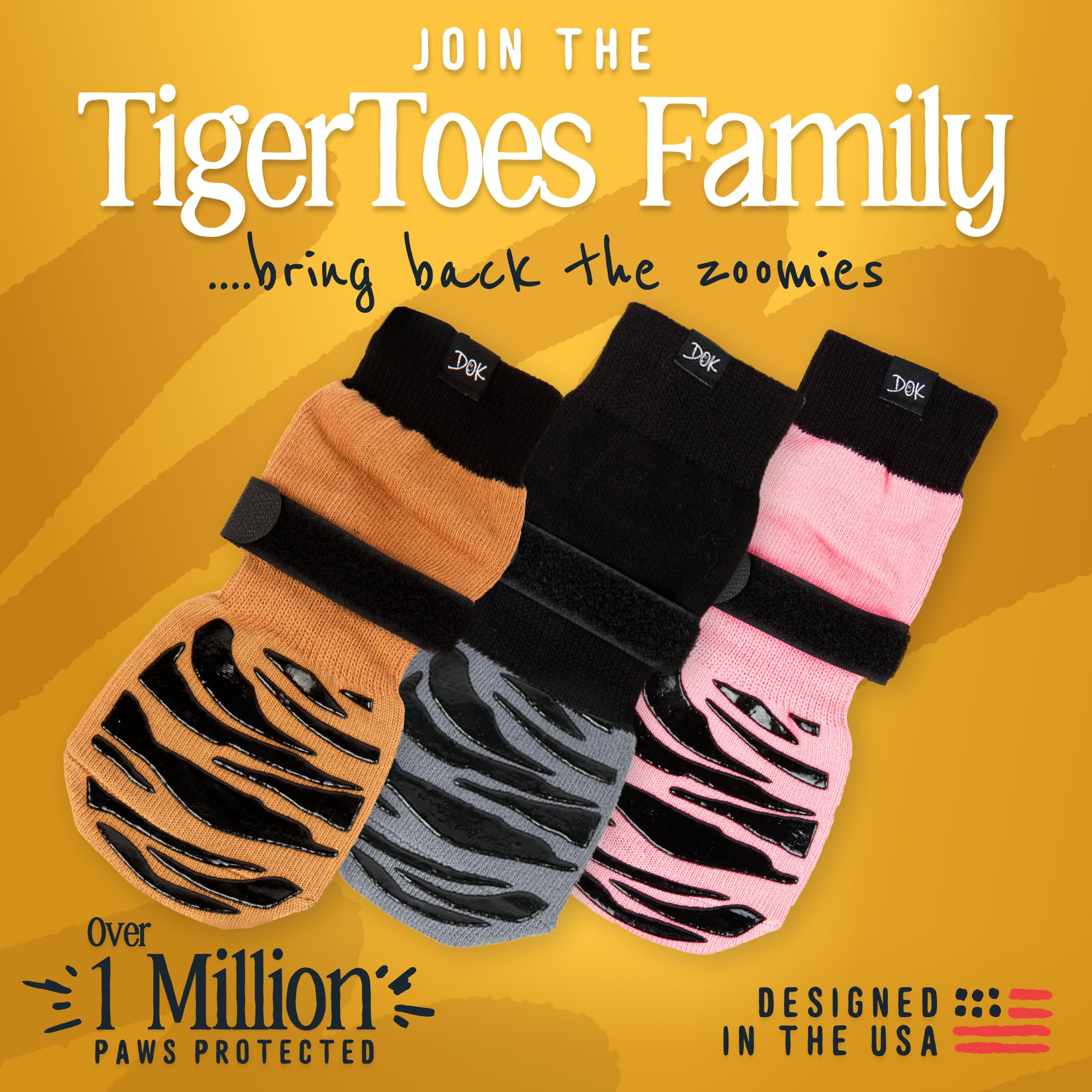 DOK TigerToes sassy pink color adds playful style while securing grip.