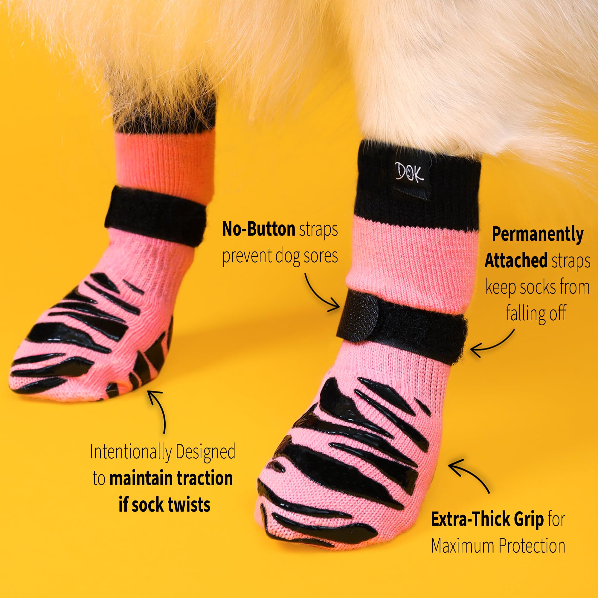 DOK TigerToes senior-dog traction photo on hardwood floor