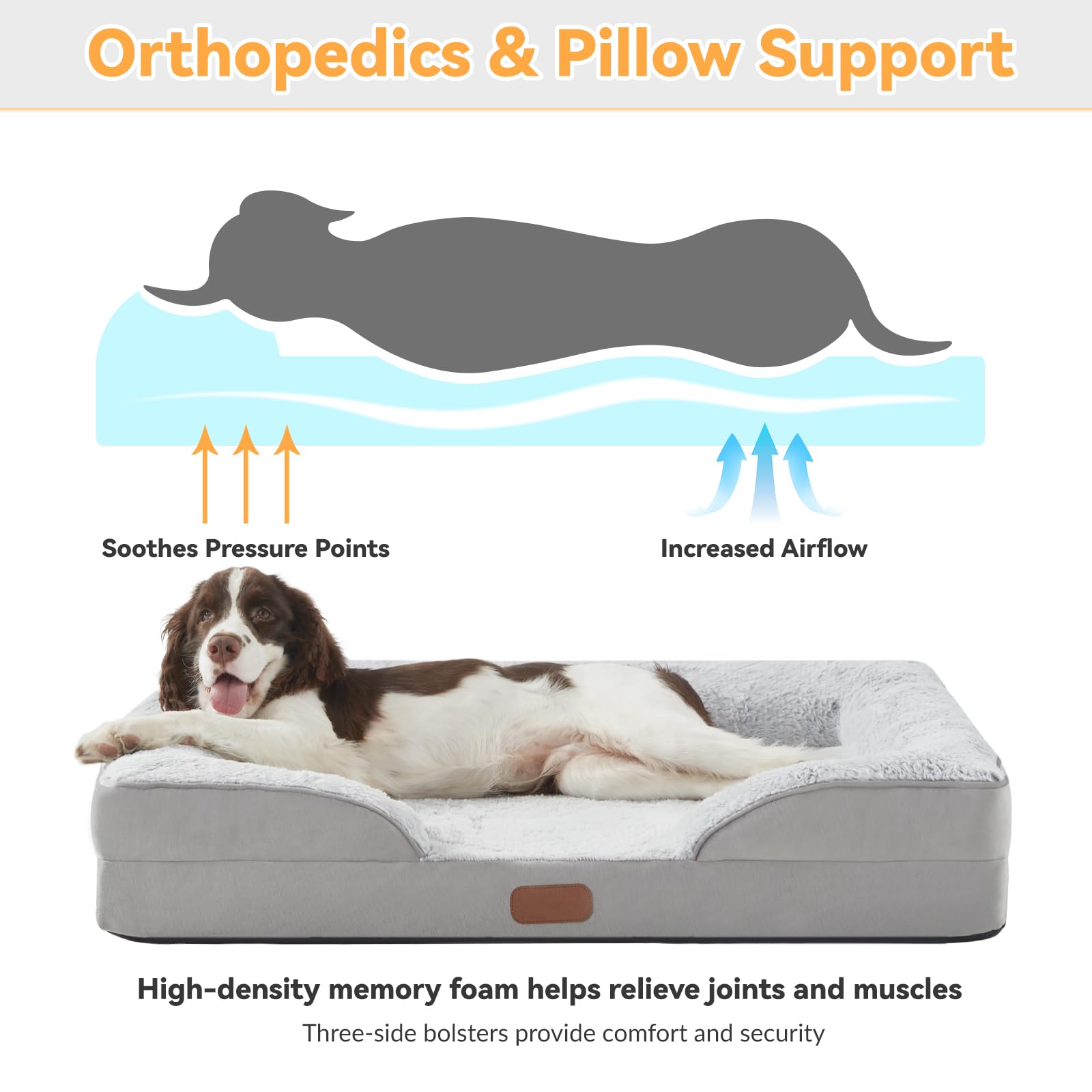 Dokdogs orthopedic dog bed bolster side-view highlighting neck and head support