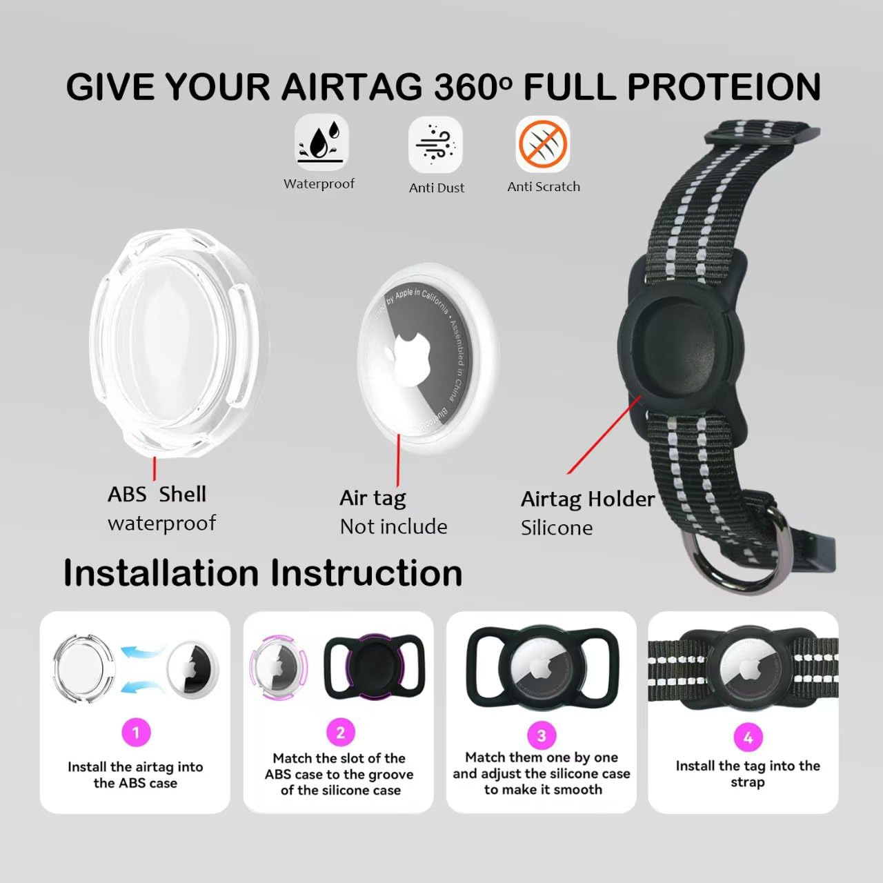 Dokitag AirTag holder close-up showing protective design for trackers.