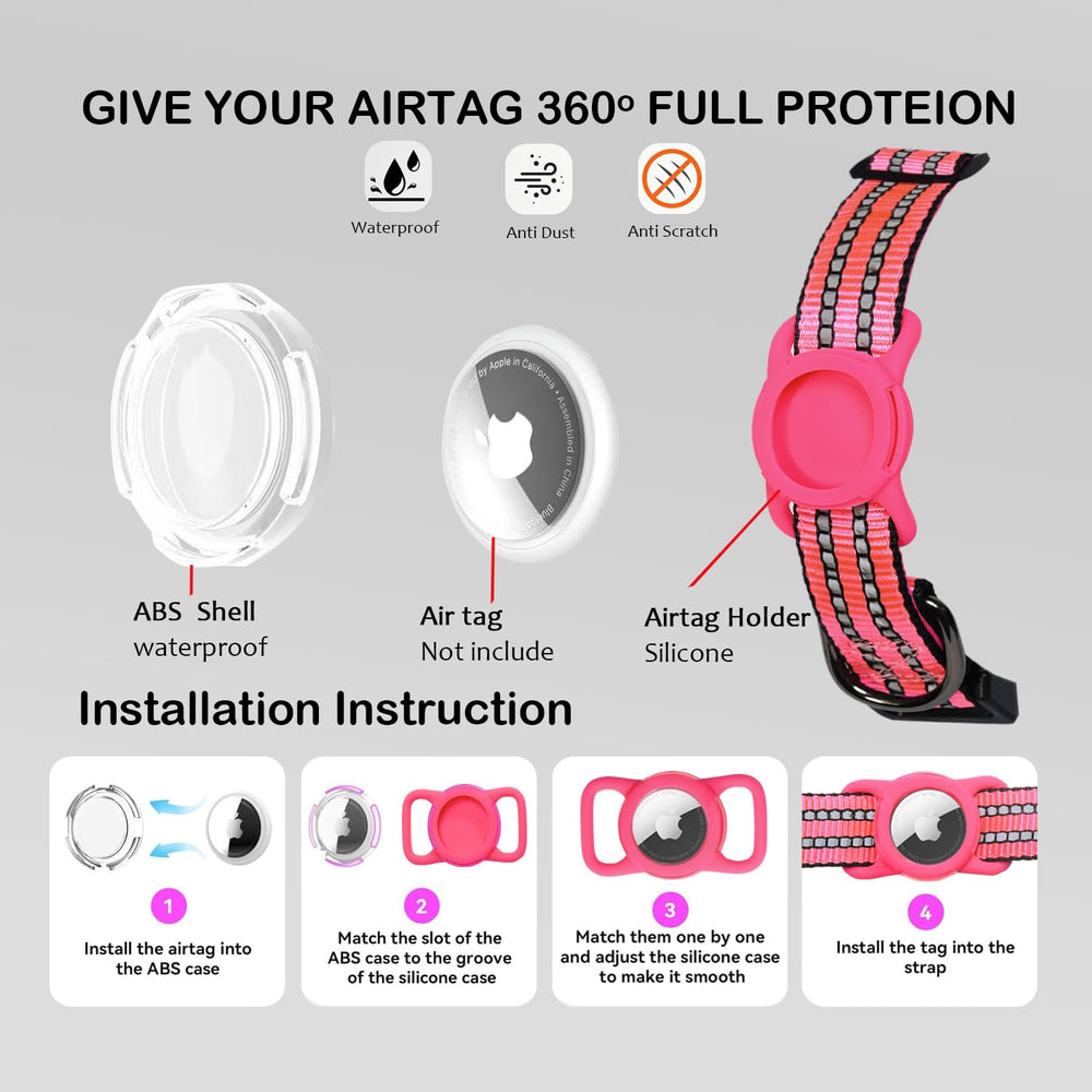Dokitag AirTag holder on collar keeps your pet trackable and securely protected.