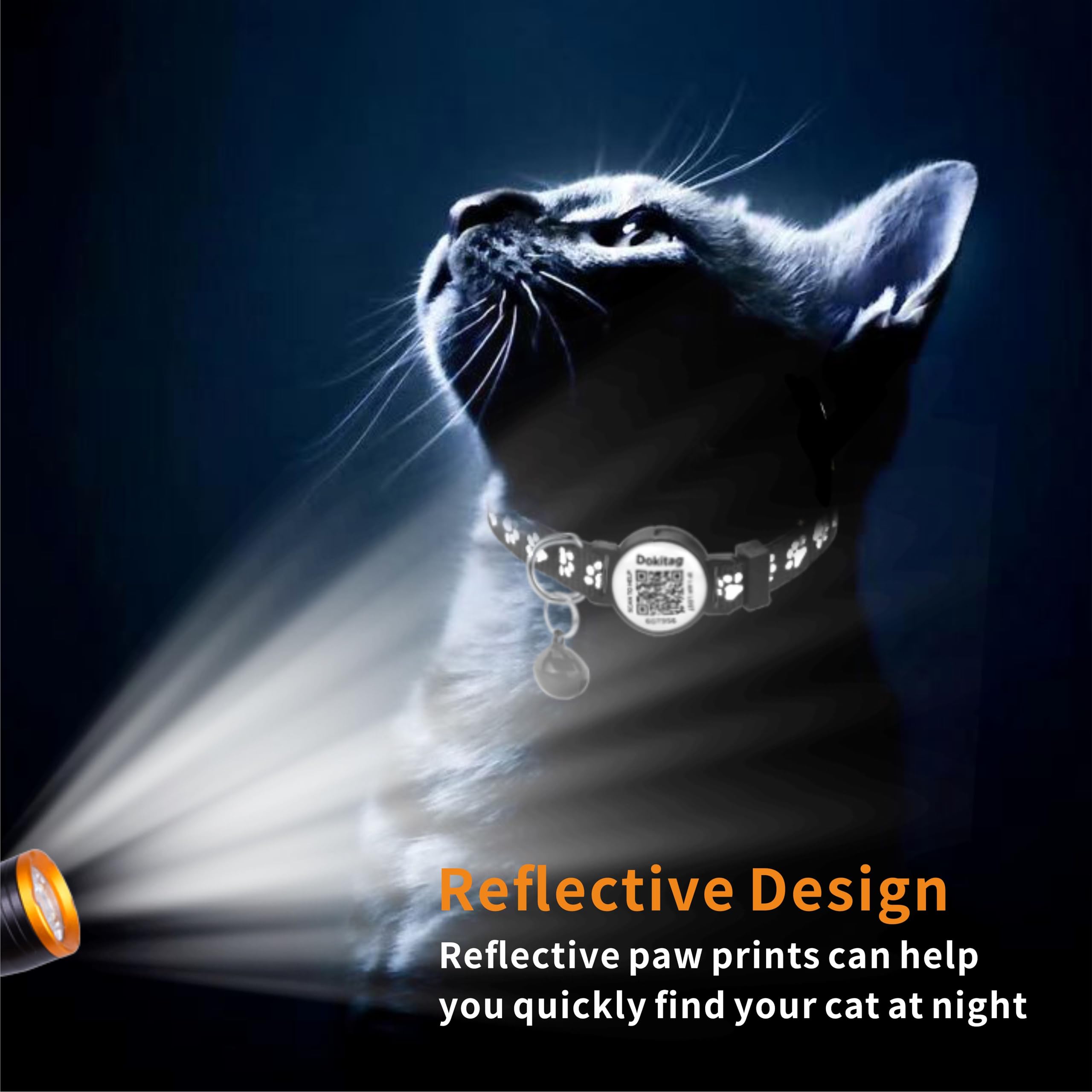 Dokitag breakaway clasp collar for safe outdoor wear.