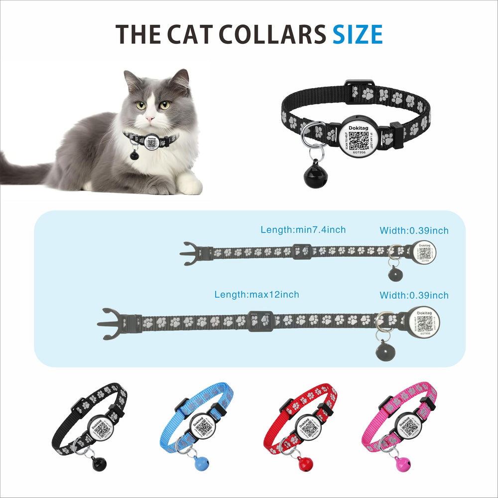 Dokitag blue reflective collar with QR tag for easy returns.