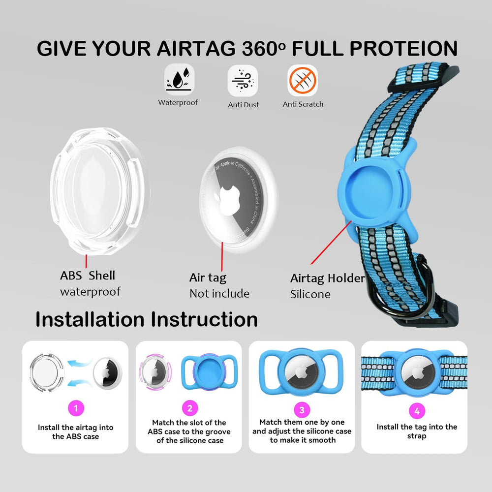 Dokitag soft nylon collar showing reflective stitching for nighttime visibility.