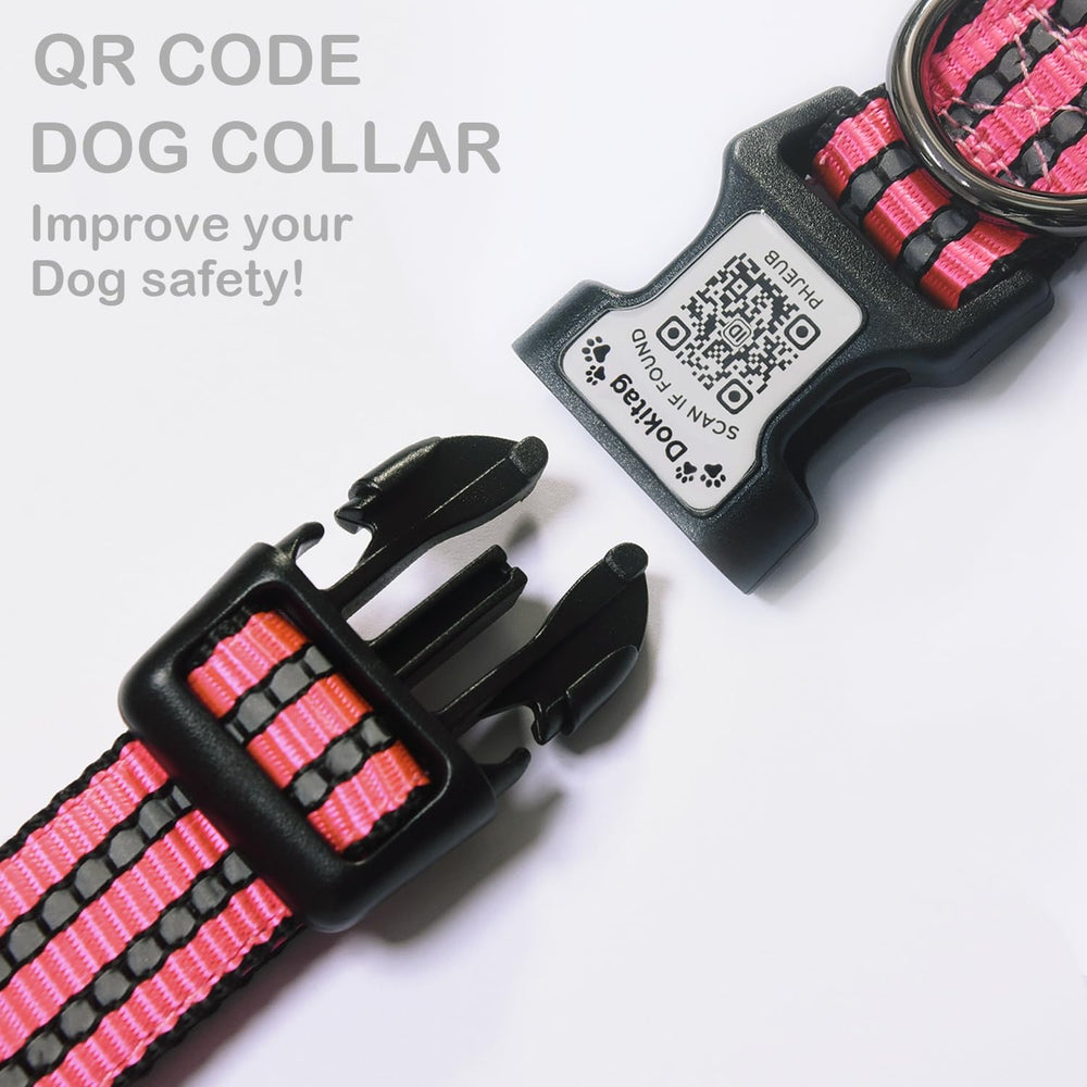 Dokitag soft nylon dog collar delivers comfortable all-day wear and durability.