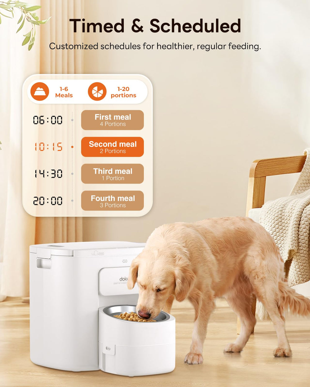 Dokoo 15L feeder-dual-power-supply ensures uninterrupted feeding during outages