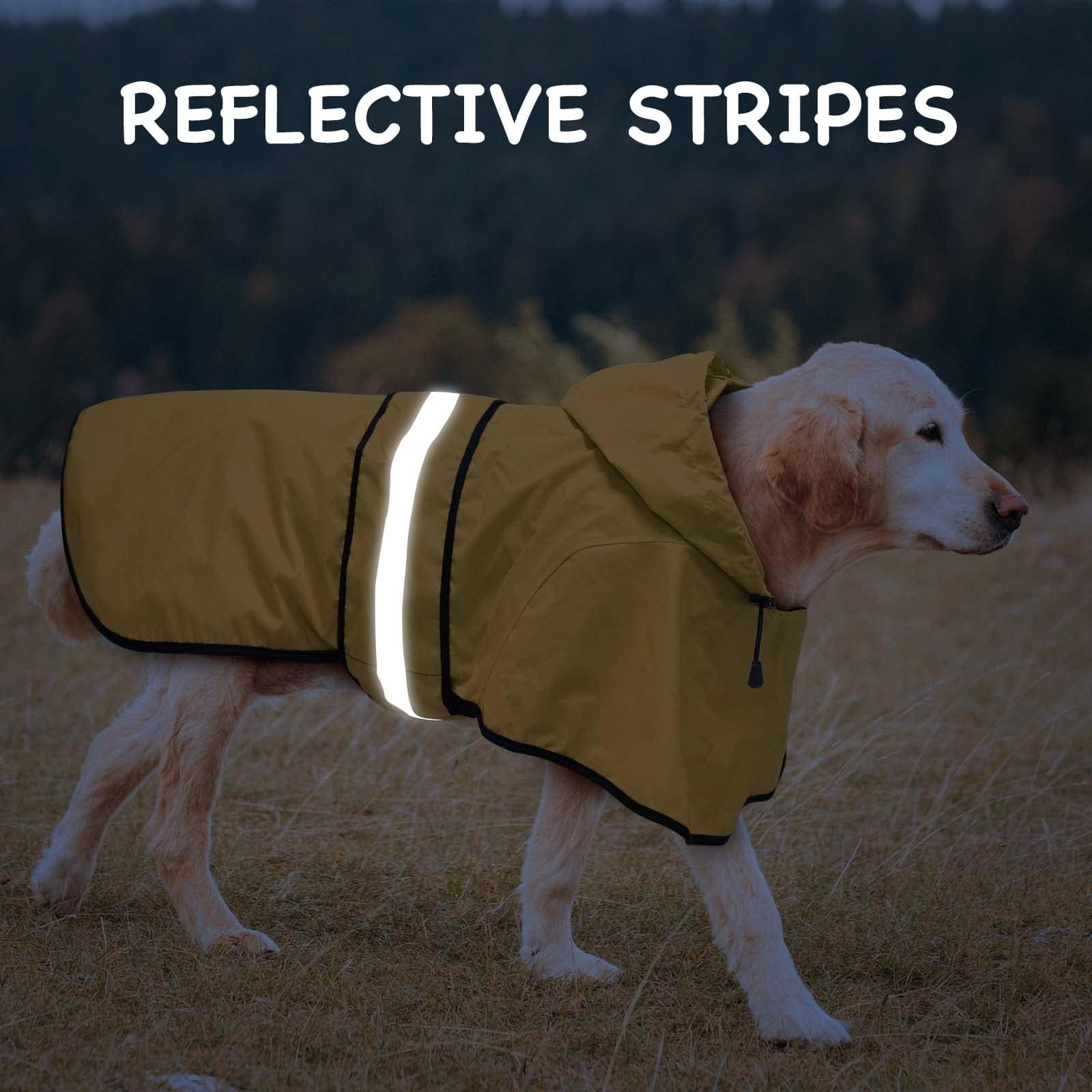 Dolitego raincoat adjustable dimensions ensure a snug fit across breeds and sizes.