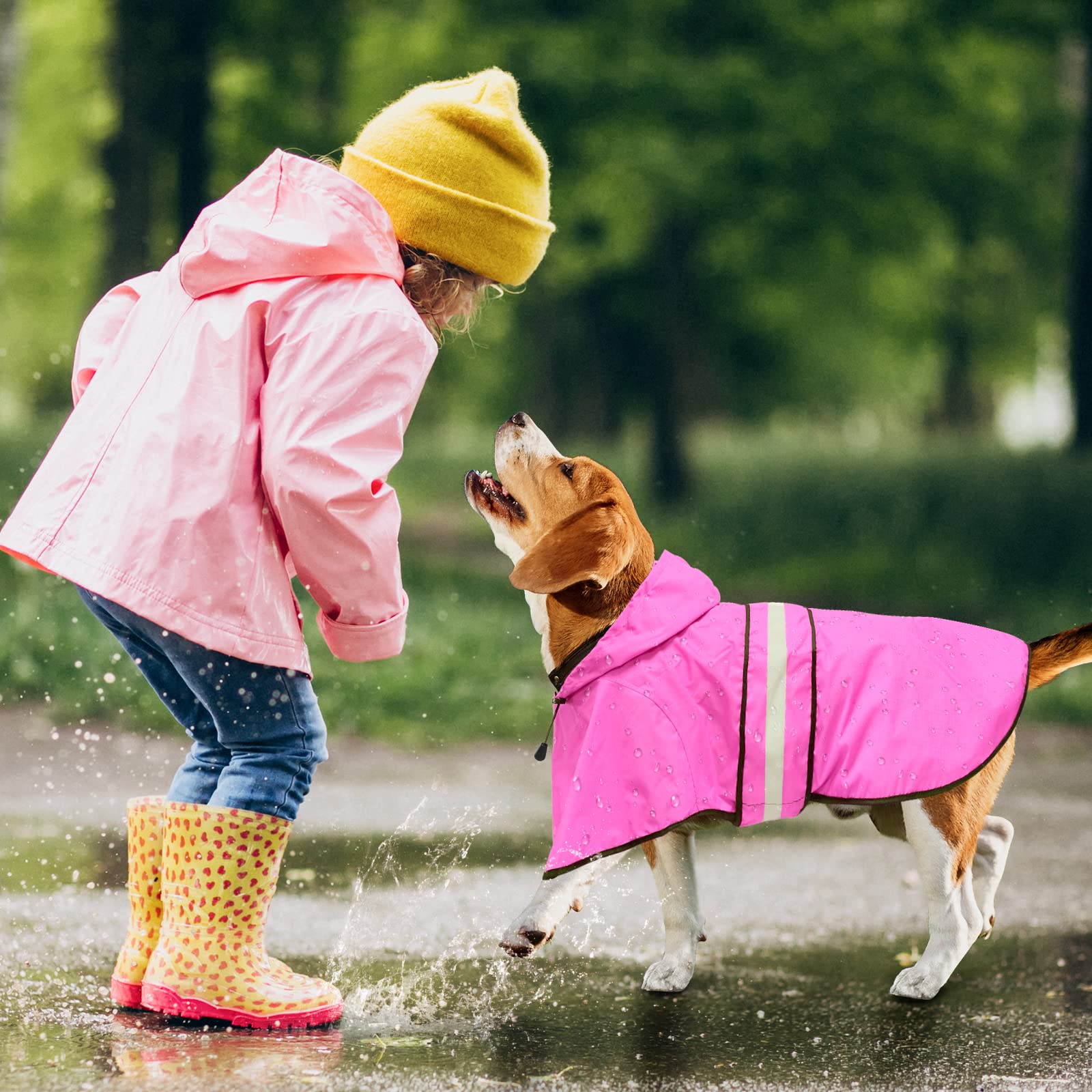 Dolitego dog raincoat adjustable-sizes-xl ensures secure fit for growing dogs.