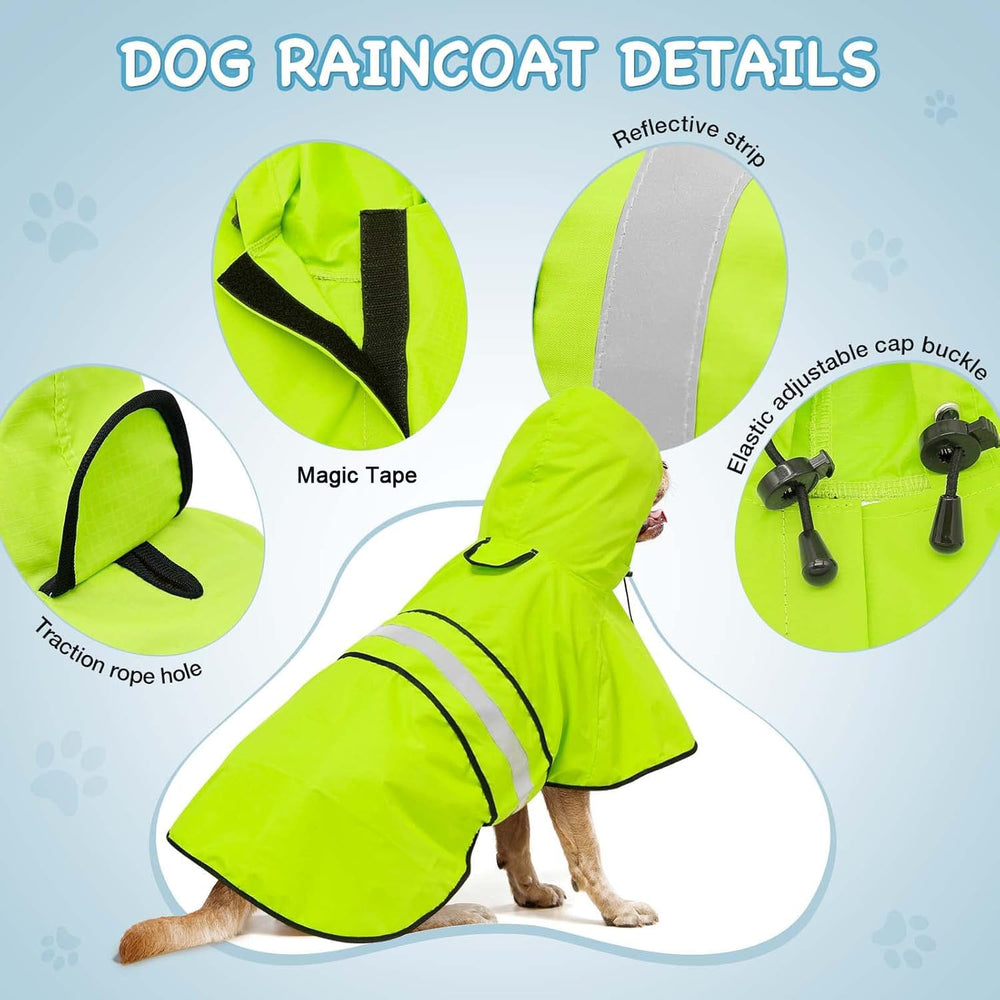 Dolitego dog raincoat with reflective strips for safer night visibility.