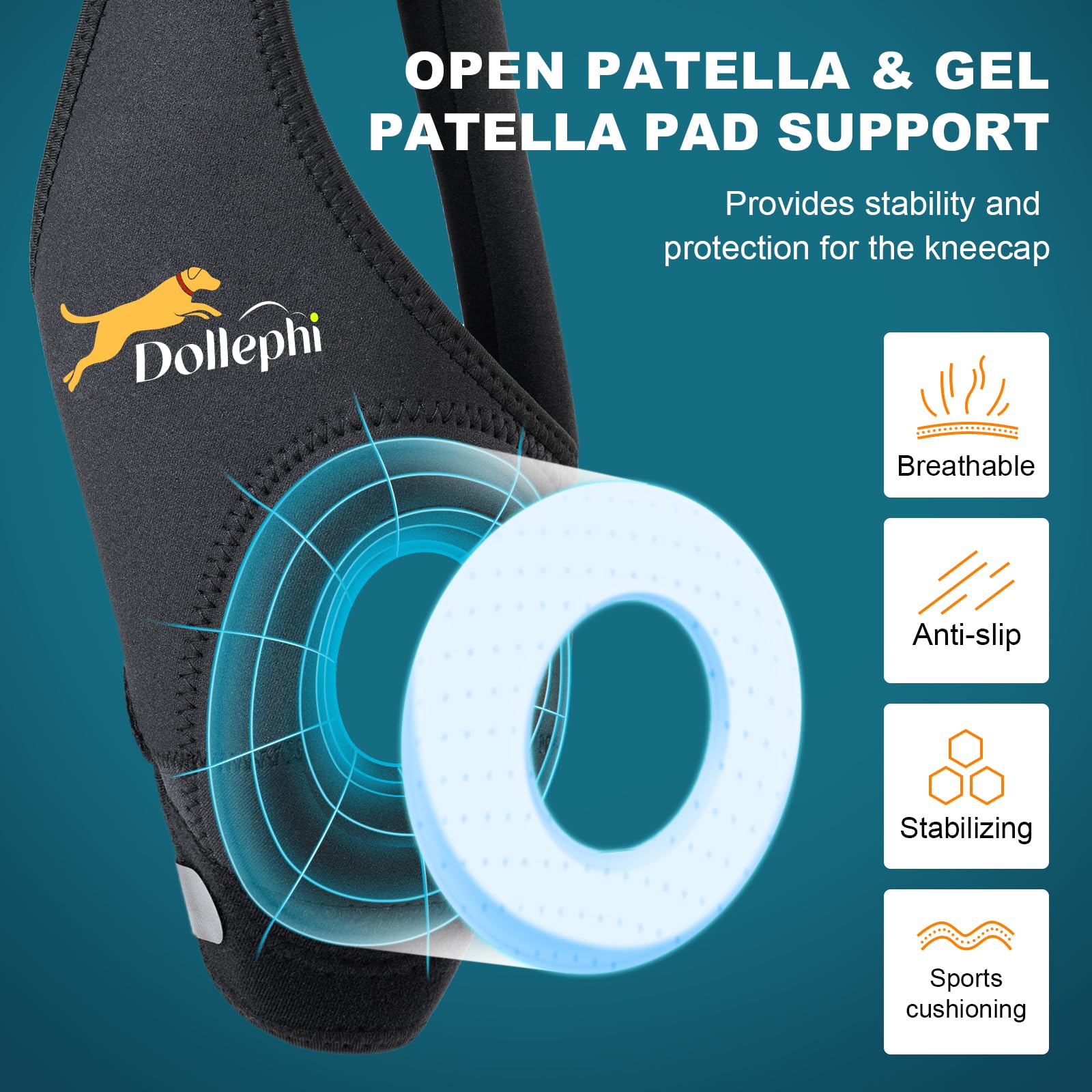 Dollephi knee brace supports arthritis relief and joint comfort during routine exercises.