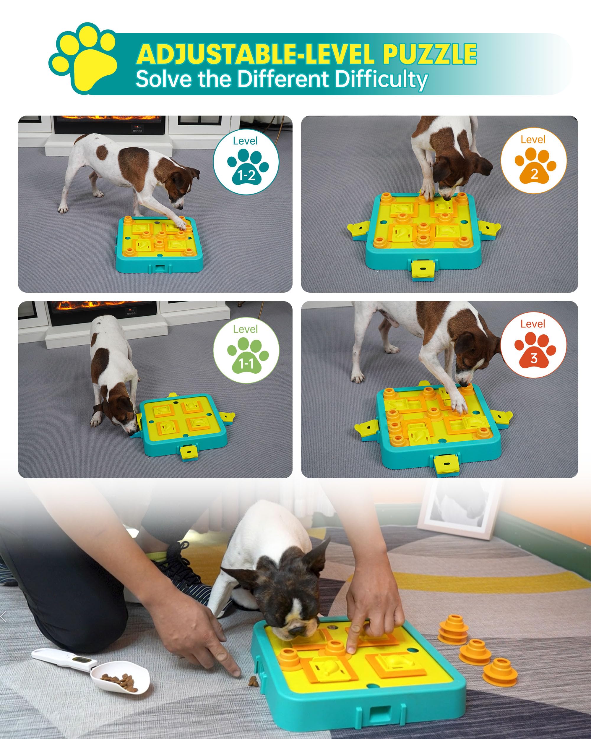 DollSheriffgoo dog puzzle blue board in action as dog solves for rewards