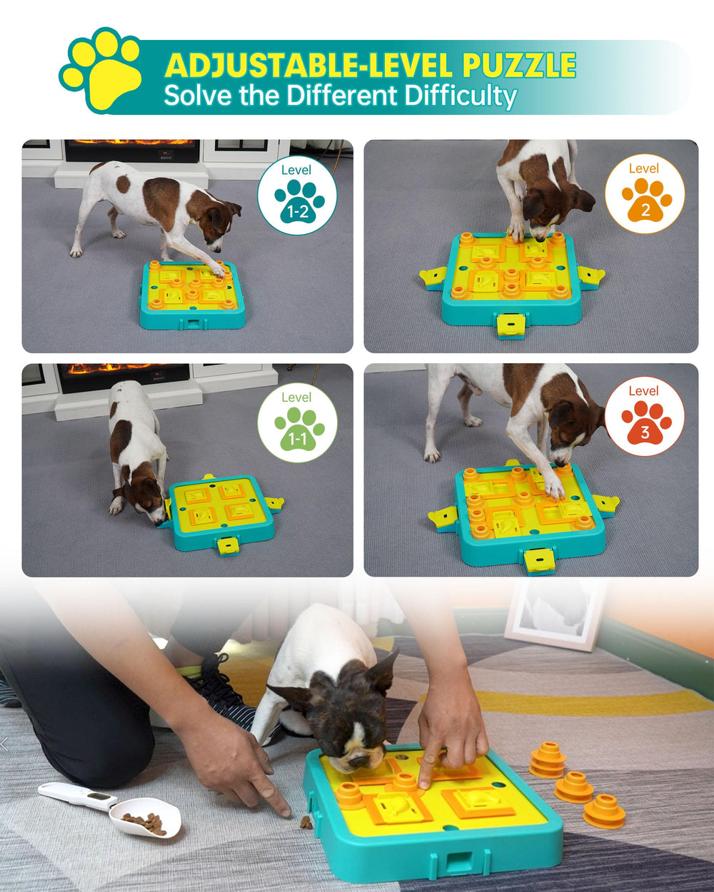 DollSheriffgoo dog puzzle blue board in action as dog solves for rewards