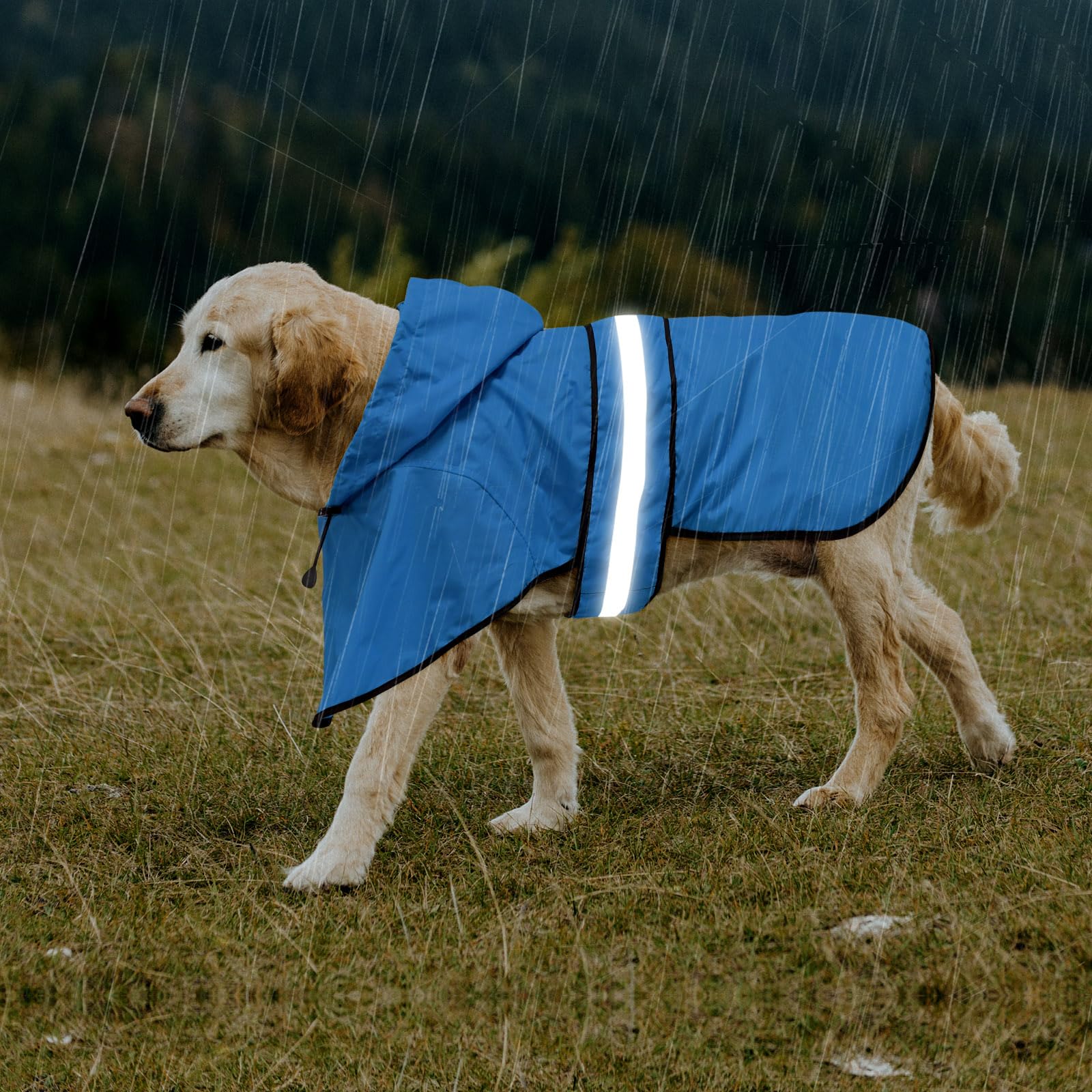 Domagiker dog raincoat reflective strip belly enhances visibility at night