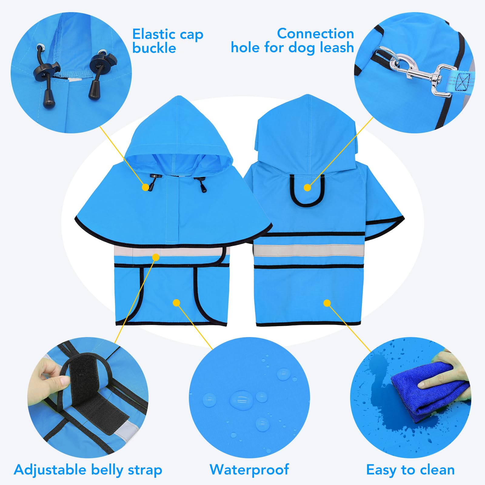 Domagiker dog raincoat waterproof fabric close-up shows durable protection