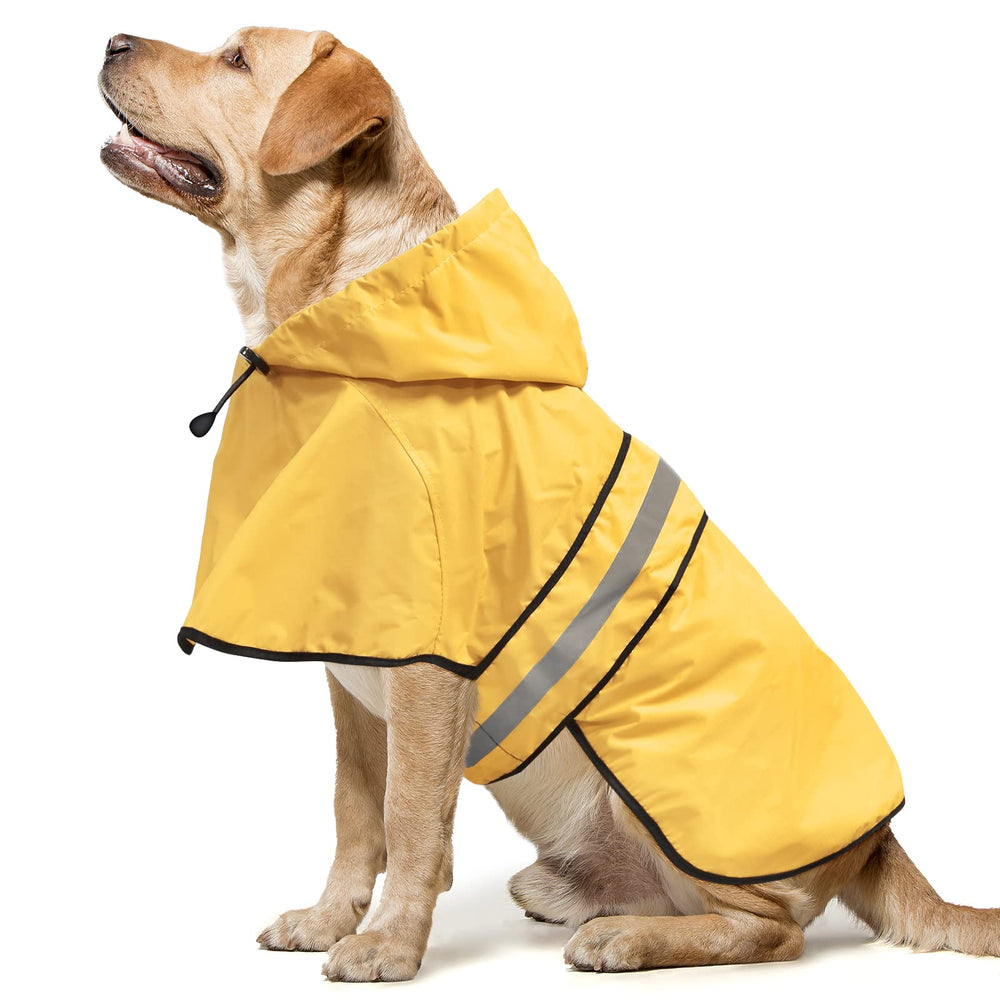 Domagiker reflective dog raincoat hooded for visibility during night walks.
