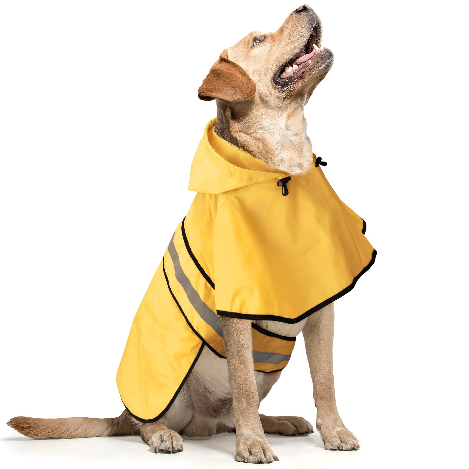 Domagiker waterproof dog rain coat packable for easy shelter during showers.